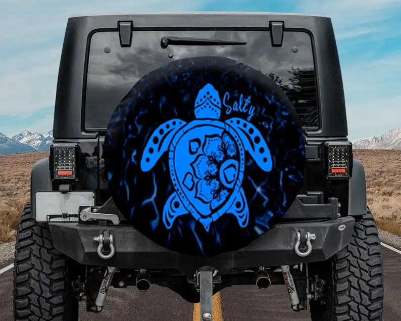 

Соленая, синяя черепаха Jeep запасная крышка шины, запасная крышка для джипа Черепаха и волны, забавные подарки черепахи, резервная камера или...