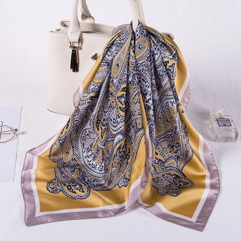 Женские шелковые квадратные шарфы для женщин обруч волос на шею элегантная