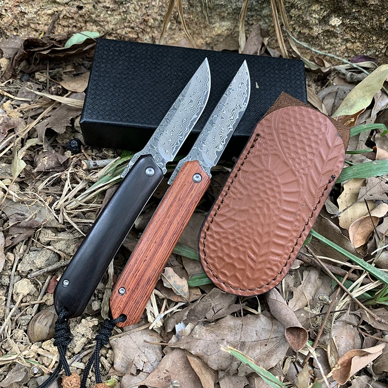 Складной нож из Дамасского дерева модный Карманный резец черного сандалового