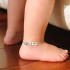 Браслет на ногу для мальчиков и девочек, персонализированный, из нержавеющей стали, с вырез в форме сердца