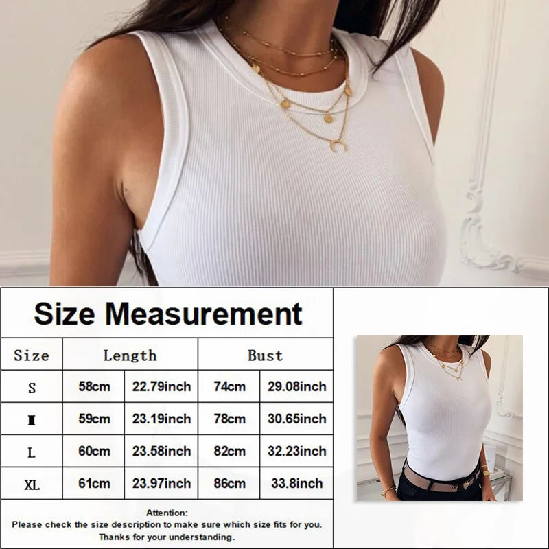 

Simple White O Neck Sleeveless Tops Summer Women Skinny Off Shoulder Fit Slim Tank Top Female Casual Plain Vest