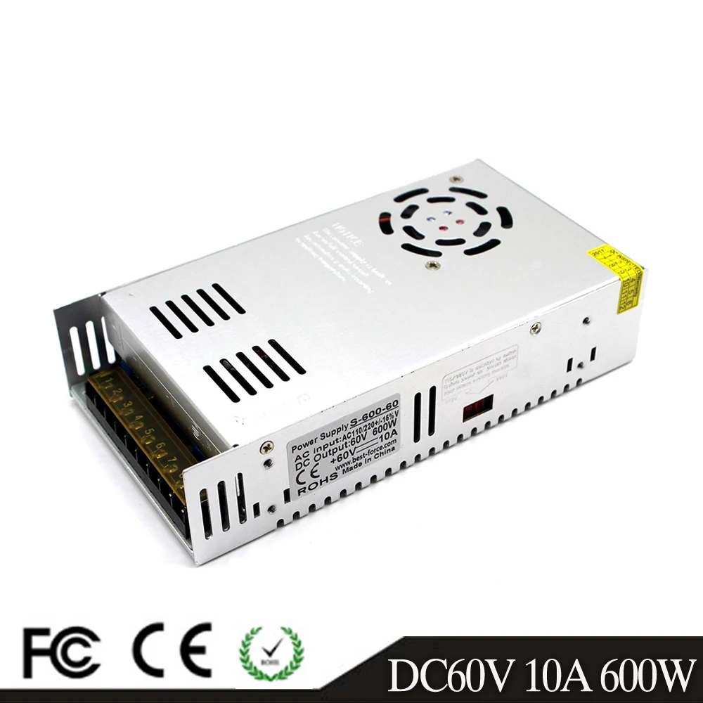600W 60V 10A драйвер импульсного источника питания Трансформаторы AC110V 220V TO DC60V SMPS для