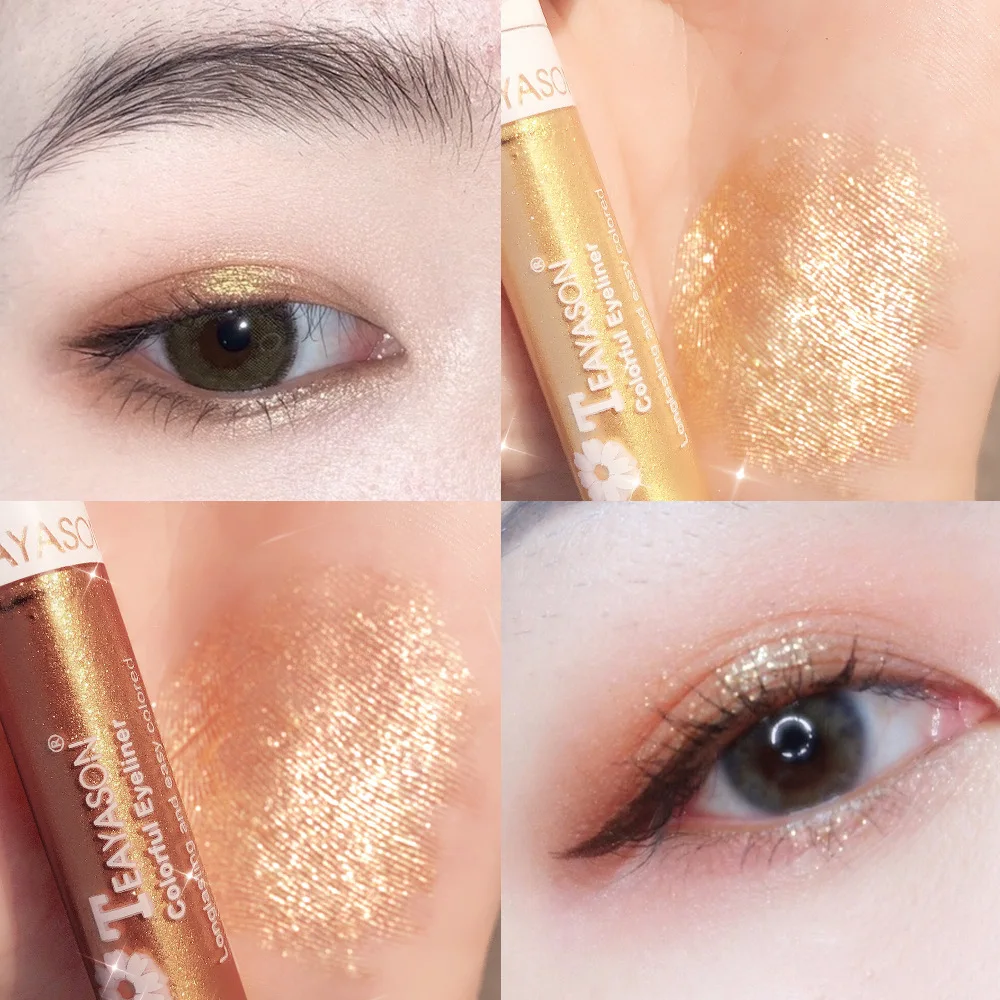 

Teayason diamond glitter eyeliner super flash sequins long lasting waterproof silver gold brown liquid eyeshadow cream