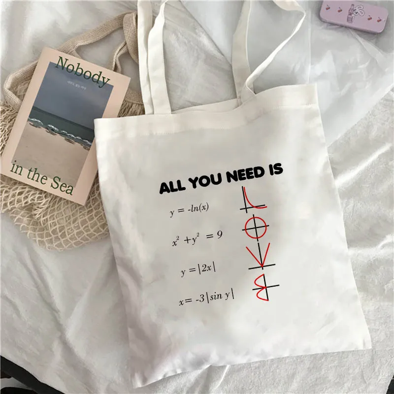 

Women shopping Bag Harajuku Mathematics Symbol Ladies Canvas Shoulder Bags travel Tote bag Fashion Female Tote Shopper Bag 2021