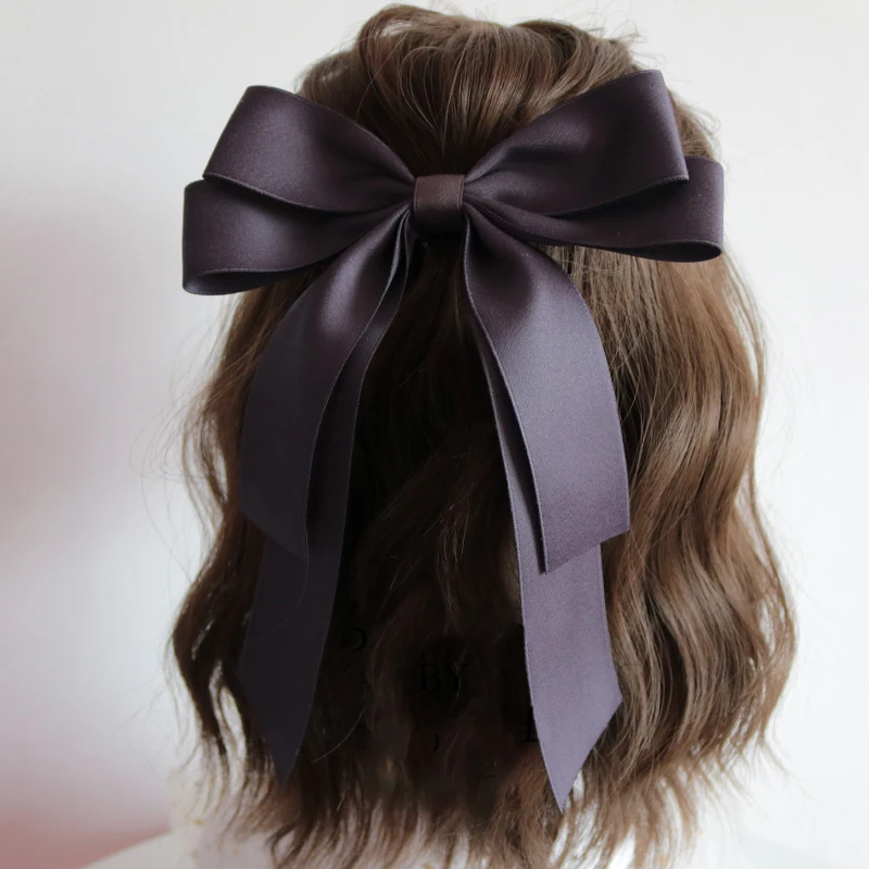 

Korea Cute Long Ribbon Bow Hairpin for Women Girls Hairclip Bangs Hairgrips Cute Back Head Top Clip Hair Accessories
