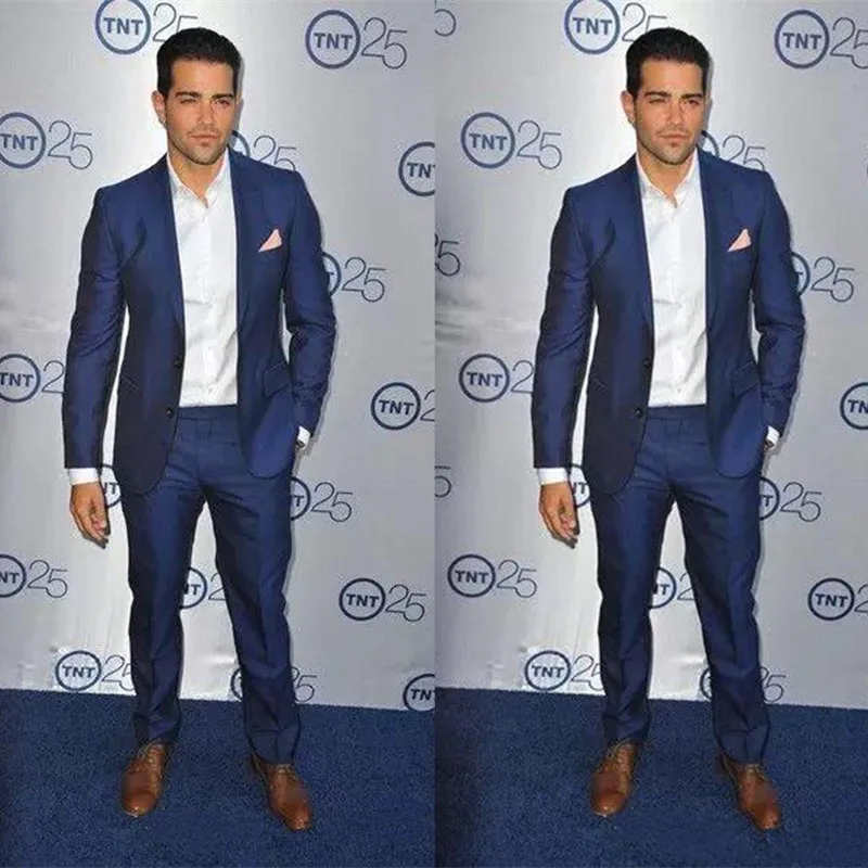 Ярко синий Блейзер мужской облегающий смокинг для жениха изысканные мужские