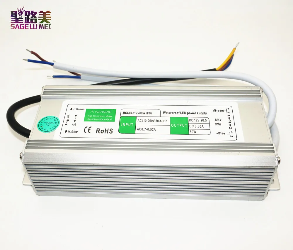 AC110V 220V к источнику питания DC12V 10W 20W 30W 50W 80W 100W IP67 Водонепроницаемый светодиодный