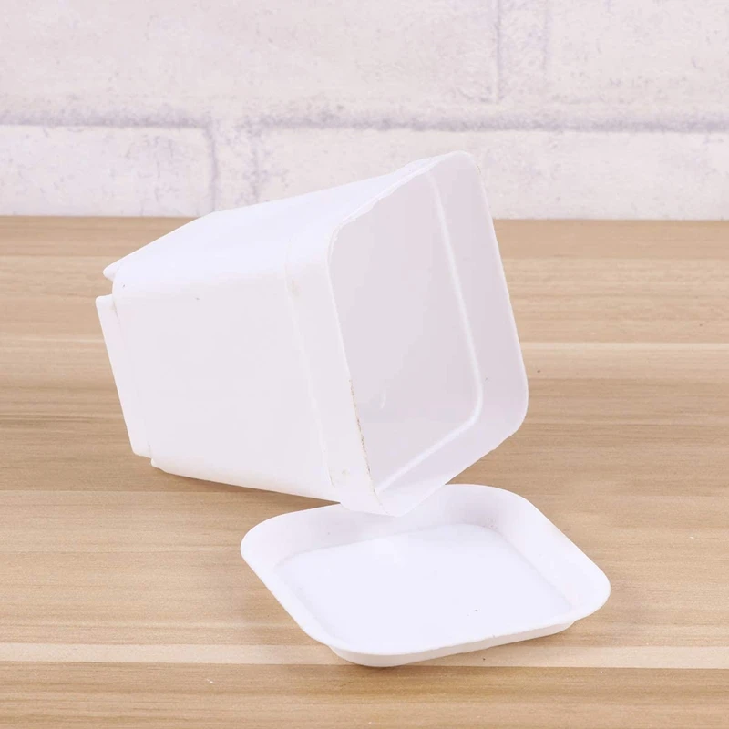 50 Pack 2.7Inch White Square Plastic Plant Pots with Saucer Seedling Nursery Transplanting Planter Container for Garden | Дом и сад
