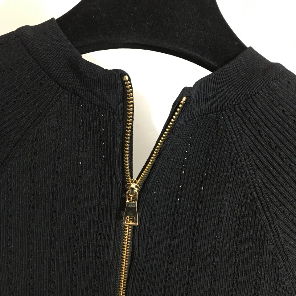 

2021 knitted spring and autumn top short-sleeved back zipper women's slim sweater bottoming shirt dress