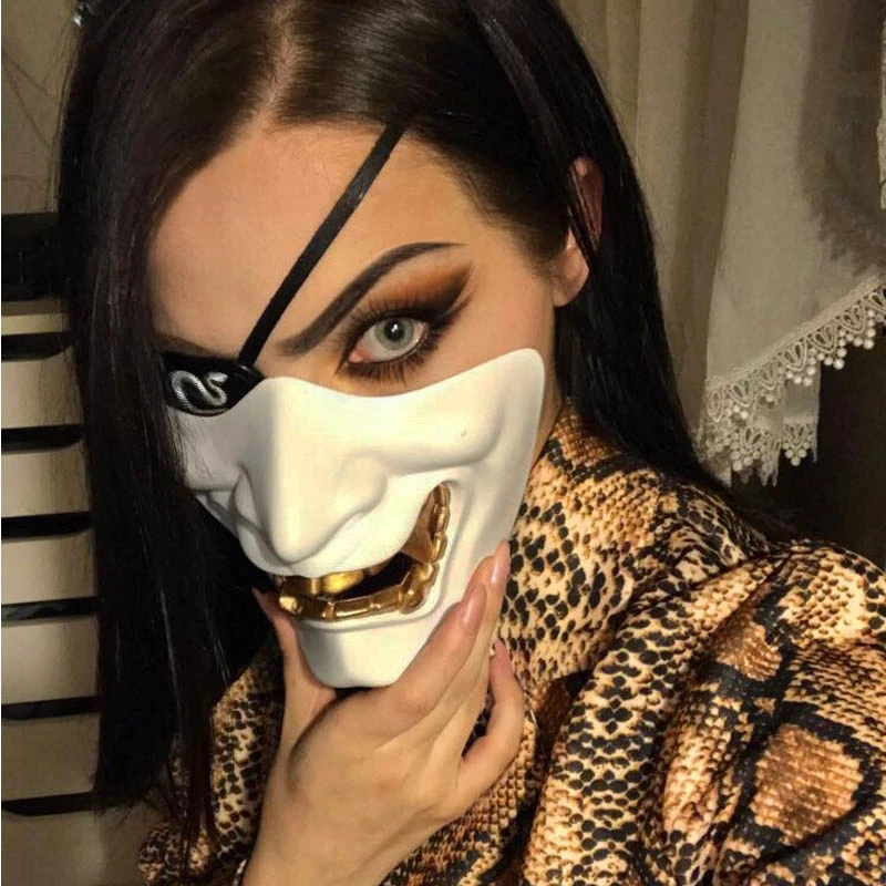 

Airsoft Paintball Tactical Face Mask Hannya Halloween Tactical Hafl Face Masks Army Paintball CS Game Hunting Party Prop Mask