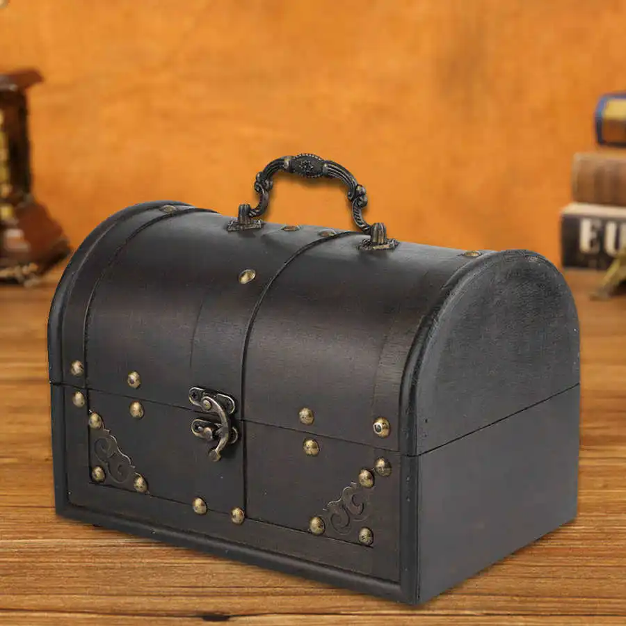 Коробка для хранения в ретро-стиле деревянная искусственная отделка античный