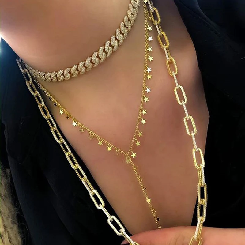 Длинная цепочка-Лариат золотого цвета цепочка со звеньями в форме стакана