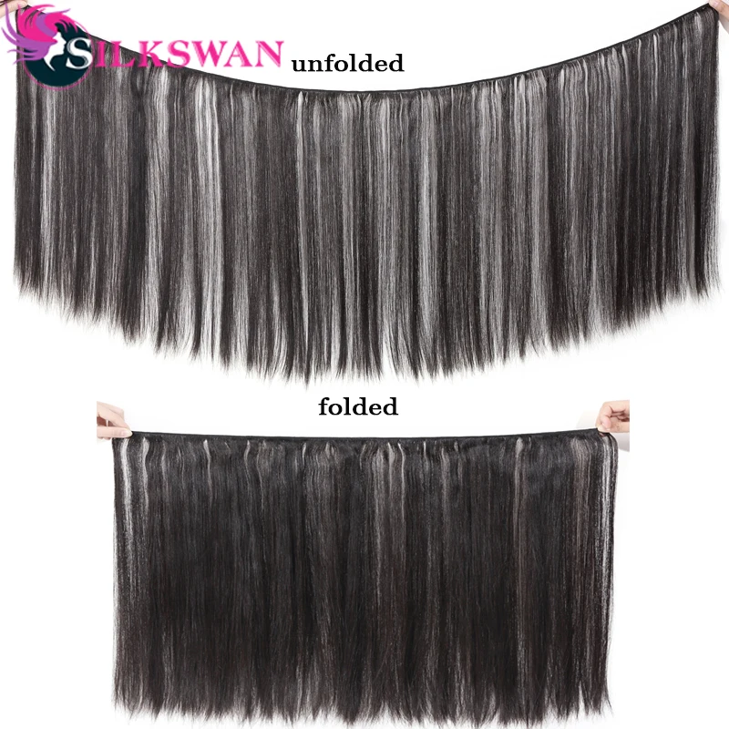 Silkswan человеческие волосы 1/3/4 шт. Пряди 34 36 38 40 50 дюймов, пряди, бразильские волосы Remy, натуральные черные волосы для наращивания для женщин от AliExpress WW
