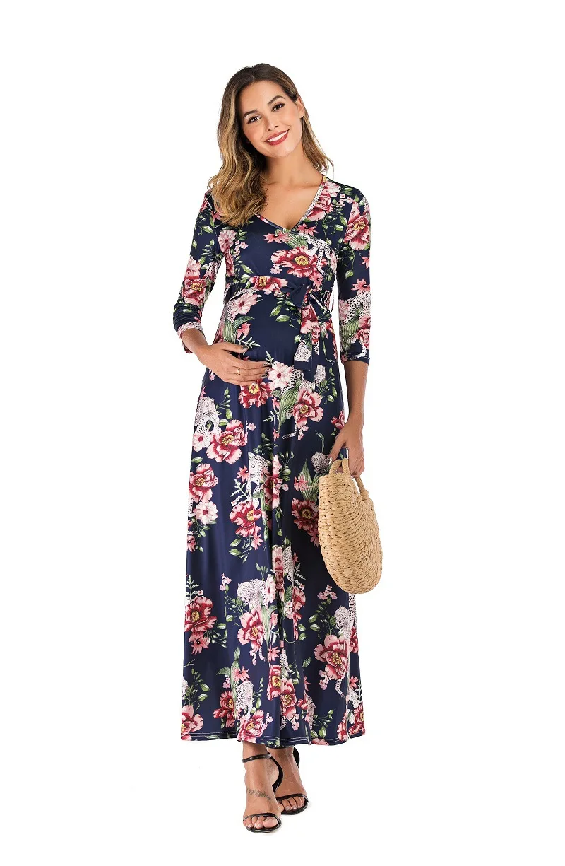 Осеннее платье для беременных будущих мам платья фотосессии с v-образным вырезом