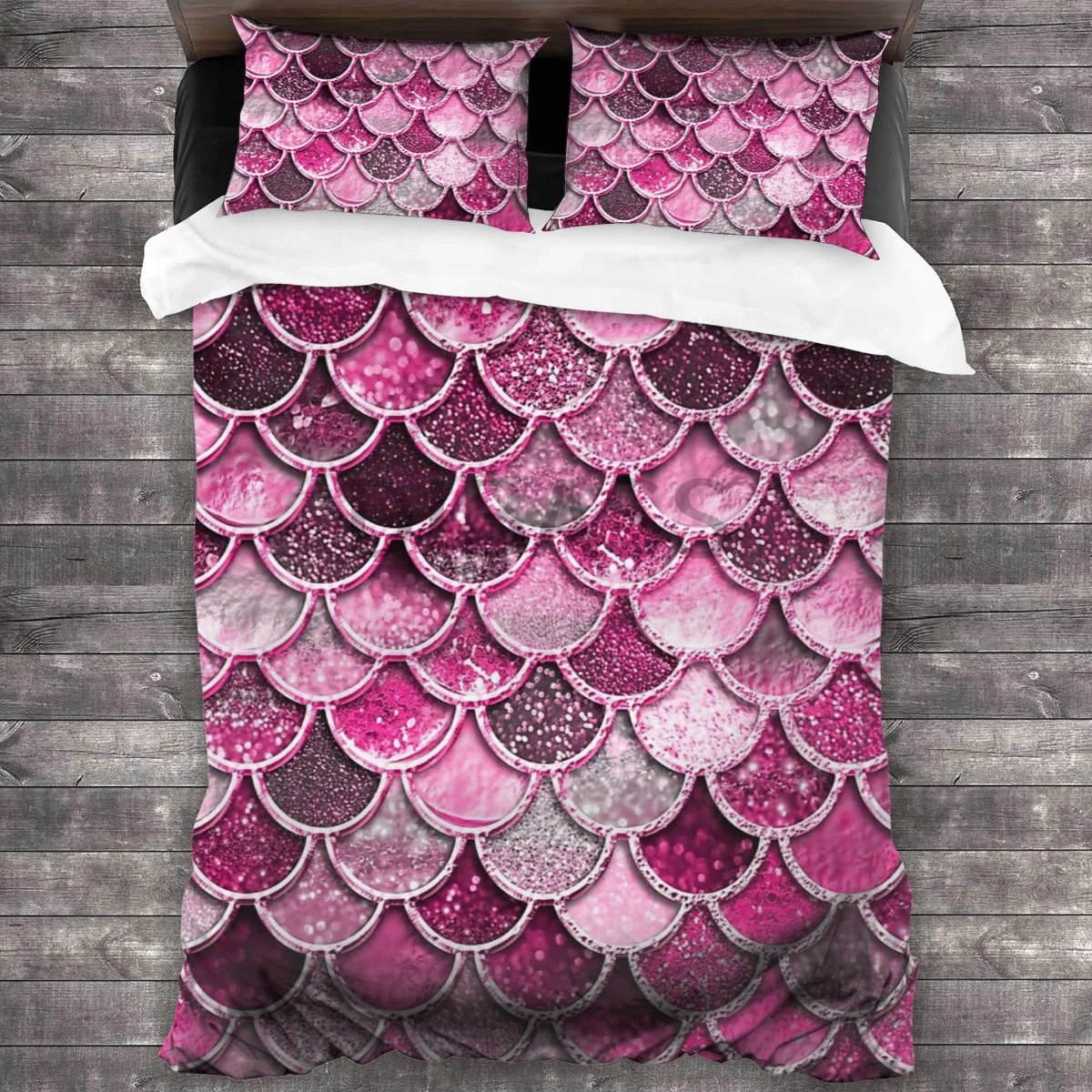 

Розовые, фиолетовые, пурпурные, блестящие, искусственные, блестящие, Русалка, весы, набор с 2 наволочками, Комплект постельного белья из мягк...