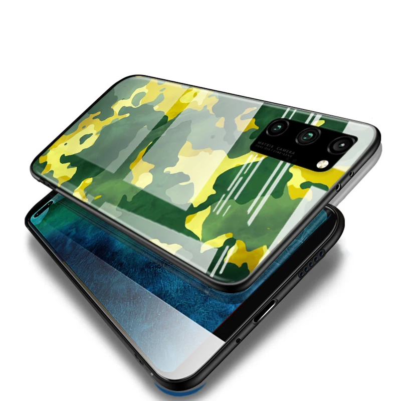 Tempered Glass Cover Camouflage Army For Huawei Honor 30 20 10 9X 8X Pro Plus Lite Shockproof Shell Phone Case | Мобильные телефоны