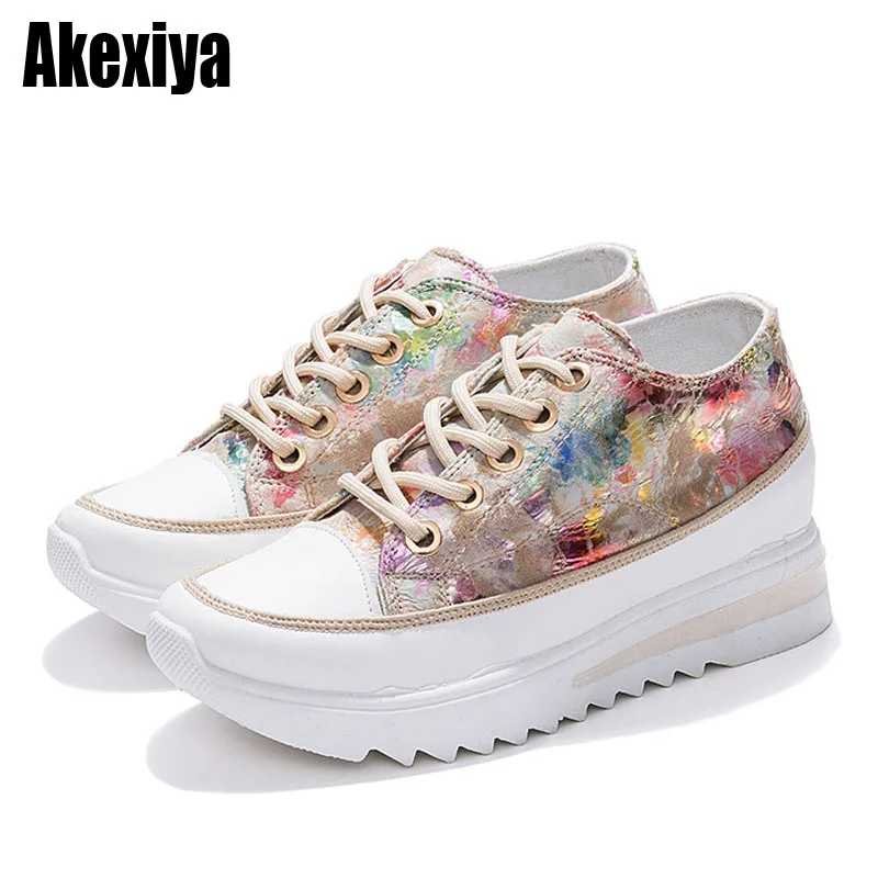 

6cm 2022 Female Platform Wedge Shoes Chunky Women Casual Sneakers Female Spring Summer Loafer for female Flats Shoes BC3112