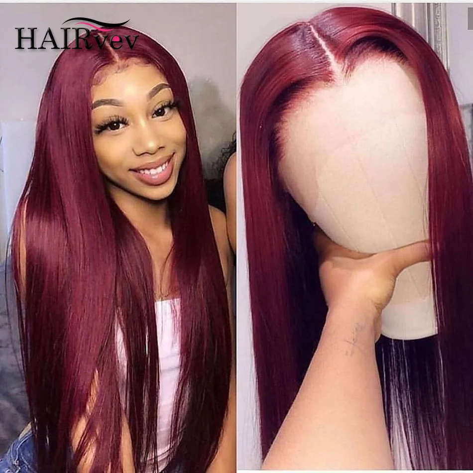 

Bone Straight 13X1 Lace Front Women’s Wigs Swiss Lace Malaysia Remy Hair Wig Burgundy Colored 99J Lace Frontal Human Hair Wigs