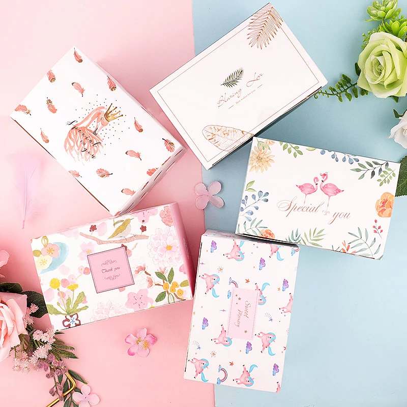 

10PCS Cute High End Unicorn Flamingo Candy Packaging Gift Box Creative Bag Pineapple Cake Cookie Wedding Nougat Packaging Boxes