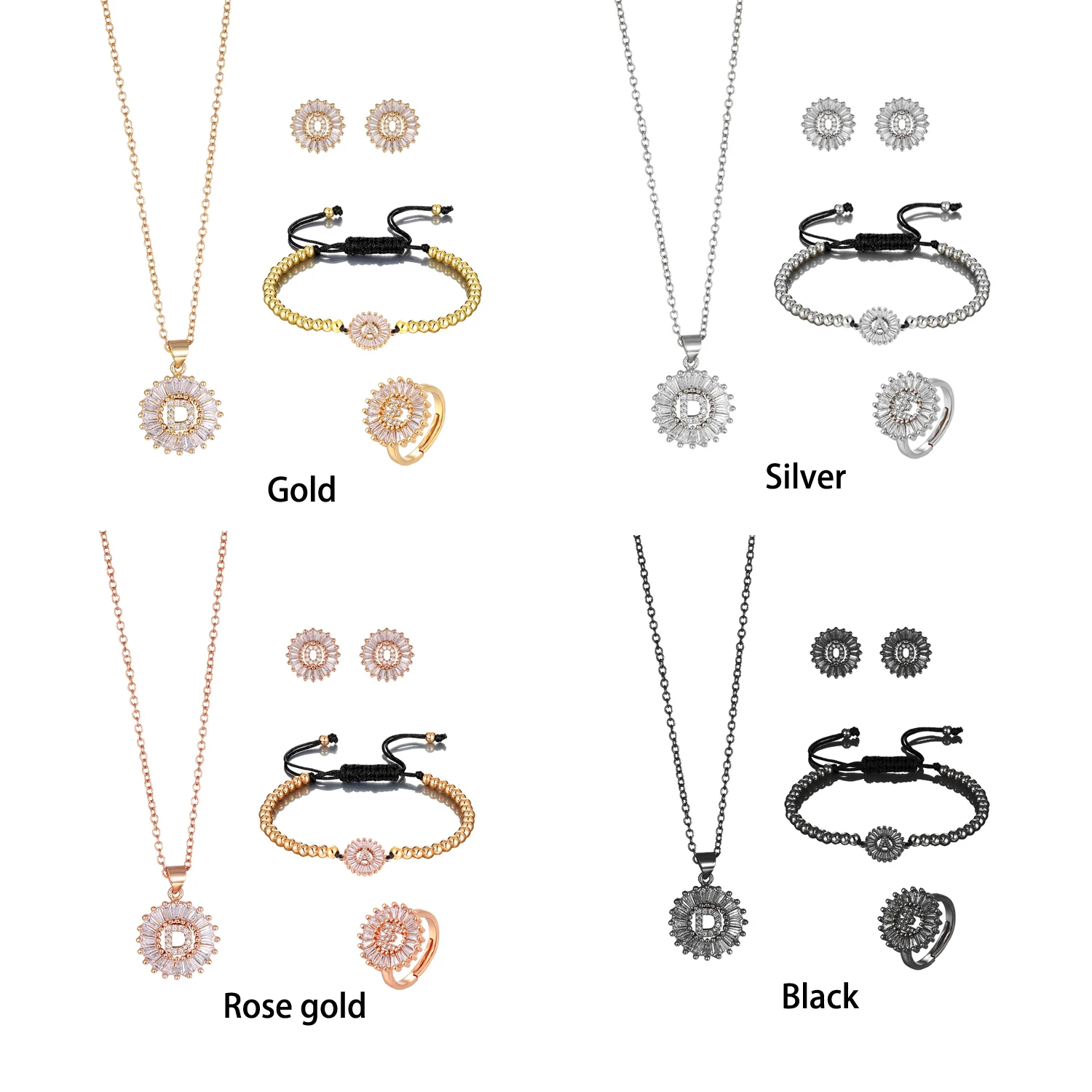 Новинка 26 букв очаровательное кольцо с кубическим цирконием браслет ожерелье