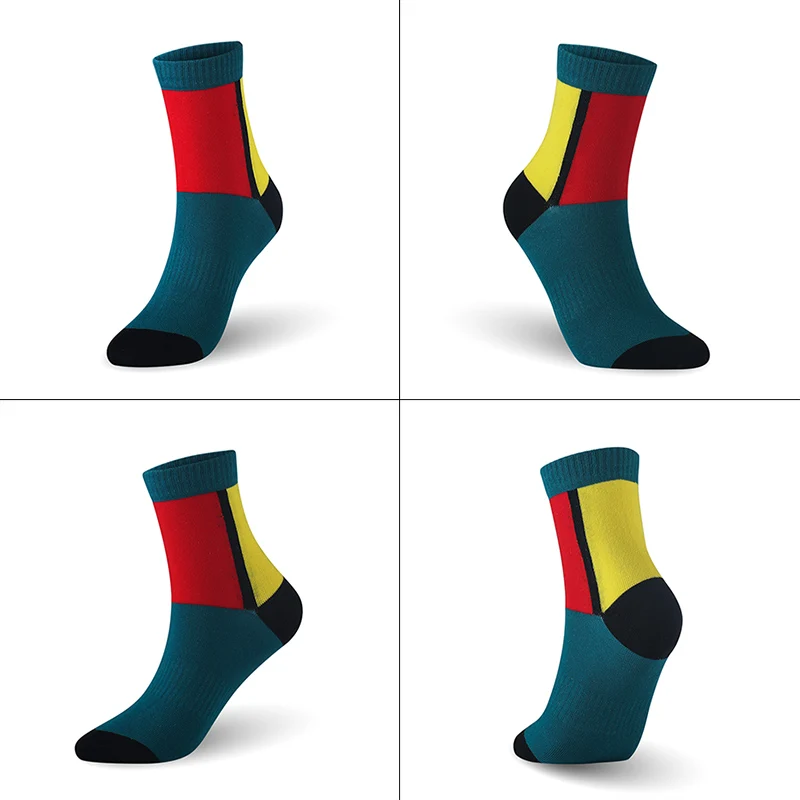 Мужские спортивные хлопковые носки контрастных цветов, дизайнерские мужские носки 6 пар/лот (ЕС 39-46) (США 7,0-12,0) VKMONY от AliExpress WW