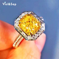 visisap princess square yellow shinning crystal rings for women luxury icedout zircon inliad wedding ring supplier jewelry b2969