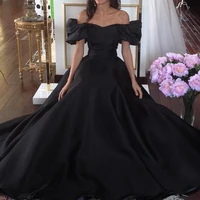 vestido de noiva arabia matte satin puffy boat neck off the shoulder evening prom ball gown 2018 mother of the bride dresses