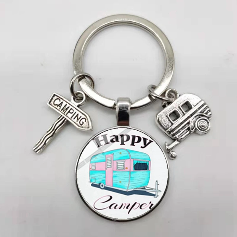 Счастливый Отдых милые туристический автомобиль я лагерь camper ключ дорожный знак