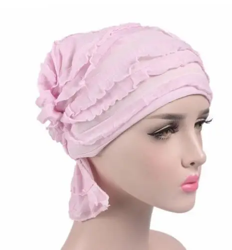 Мусульманская Кепка женская шапка хиджаб с оборками кепка раком Chemo Abaya модная