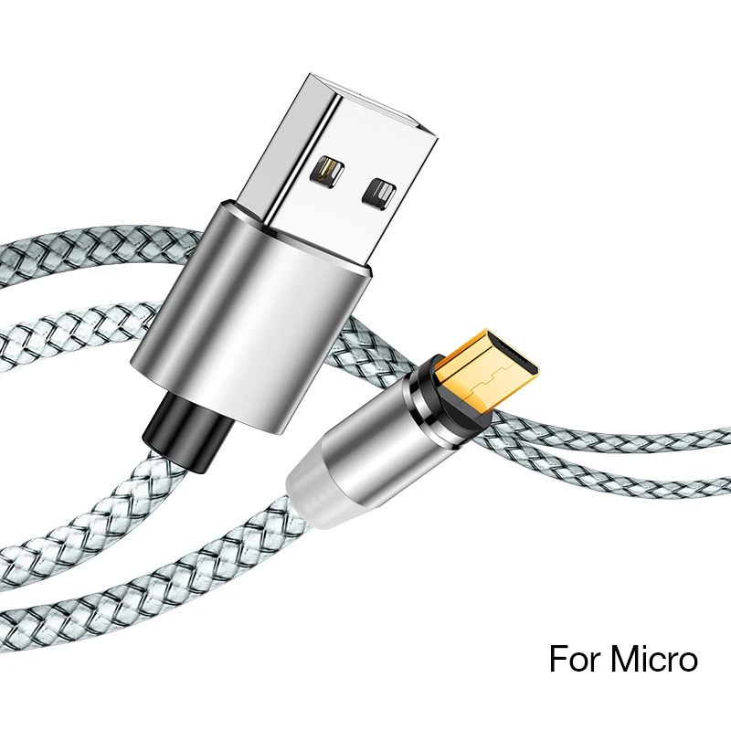 Silver For Micro Магнитный светодиодный кабель MADATA Micro usb type C, магнитный usb-кабель для зарядки iPhone 11X7 8 XS Max XR huawei samsung xiaomi LG - Цвет: Silver For Micro