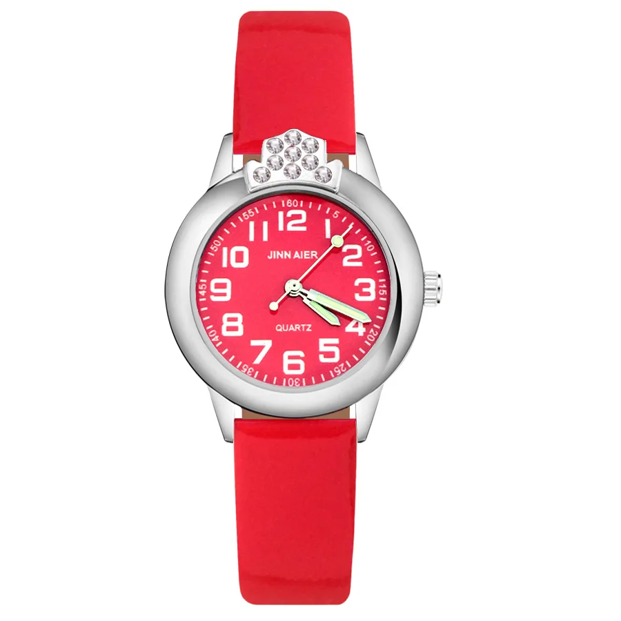 Cartoon Arabic numerals Crystal style Children's Watches Kids Student Girls Quartz Leather strap Wrist Watch Clock JK110 | Наручные