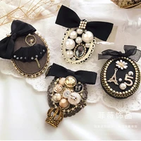luxury fabric number 5 brooch badge womens clothing accessories bow pearl brooch