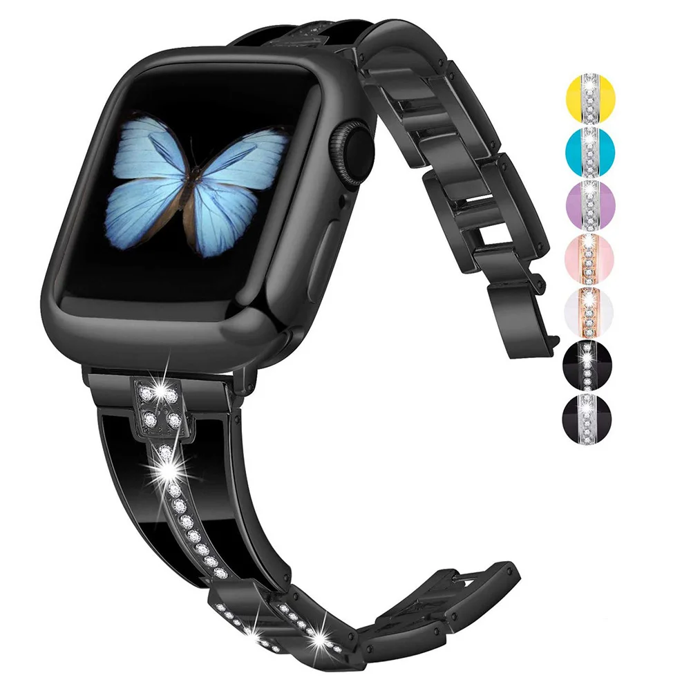 

Diamond Metal Strap for Watch 6 Se 44mm 40mm Stainless Steel Bracelet Watchband for 5 40mm42mm 38mm