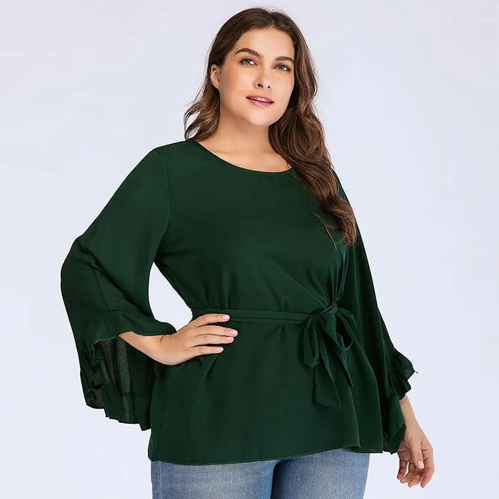 Осень зима 2019 женские футболки топы повседневные круглый вырез длинный рукав