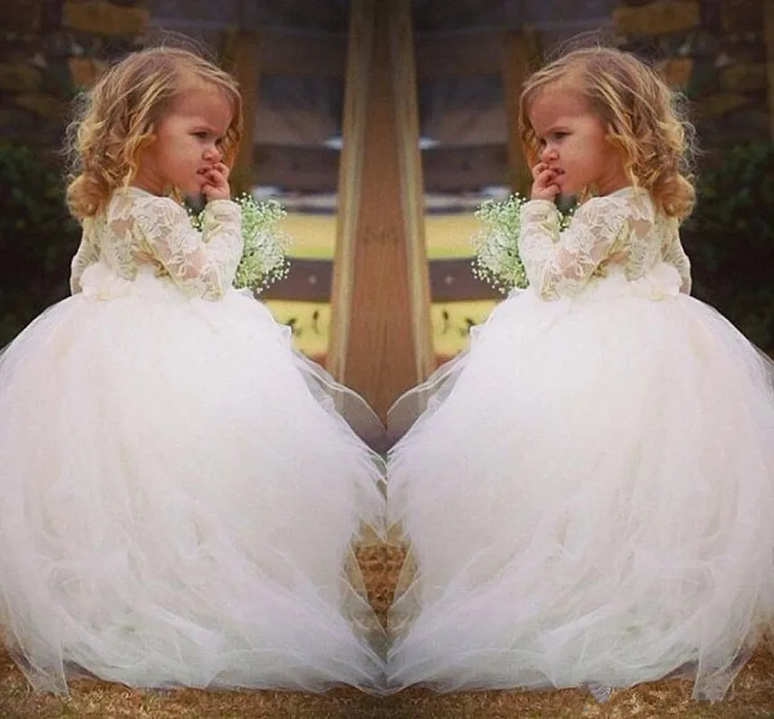 Кружевное милое платье с длинным рукавом и цветочным принтом для девочек