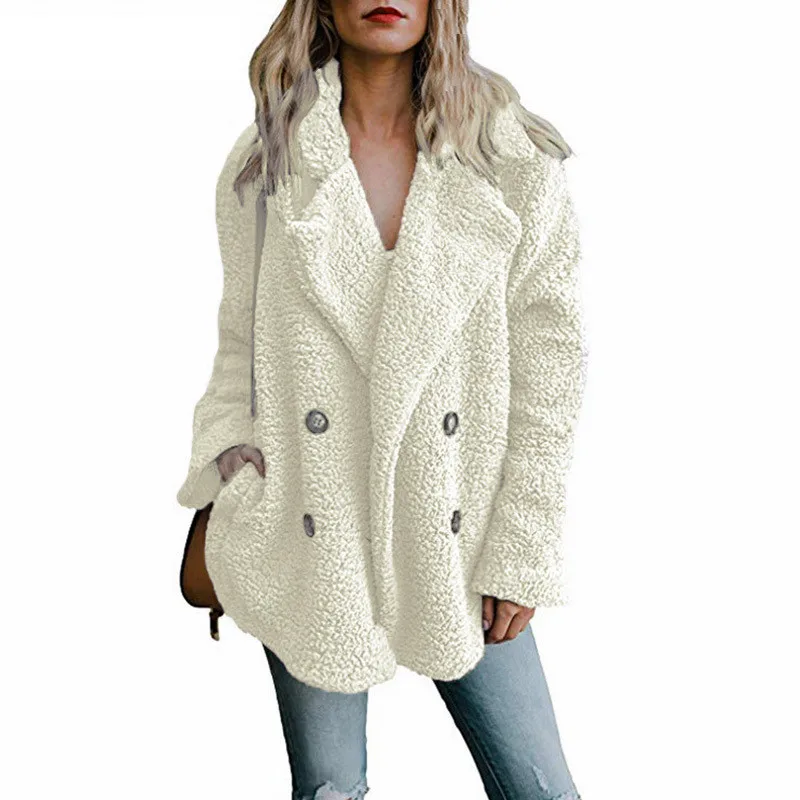 

Пальто Тедди, женские пальто из искусственного меха, пушистые меховые куртки с длинным рукавом, зимняя теплая Женская куртка, женское повсе...