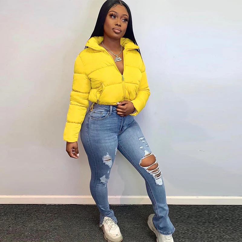 Neon Color Woman Bomber Jackets Parkas Winter Clothes Women 2021 Bubble Cropped Warm Puffer Coats Plus Size Clothing Streetwear