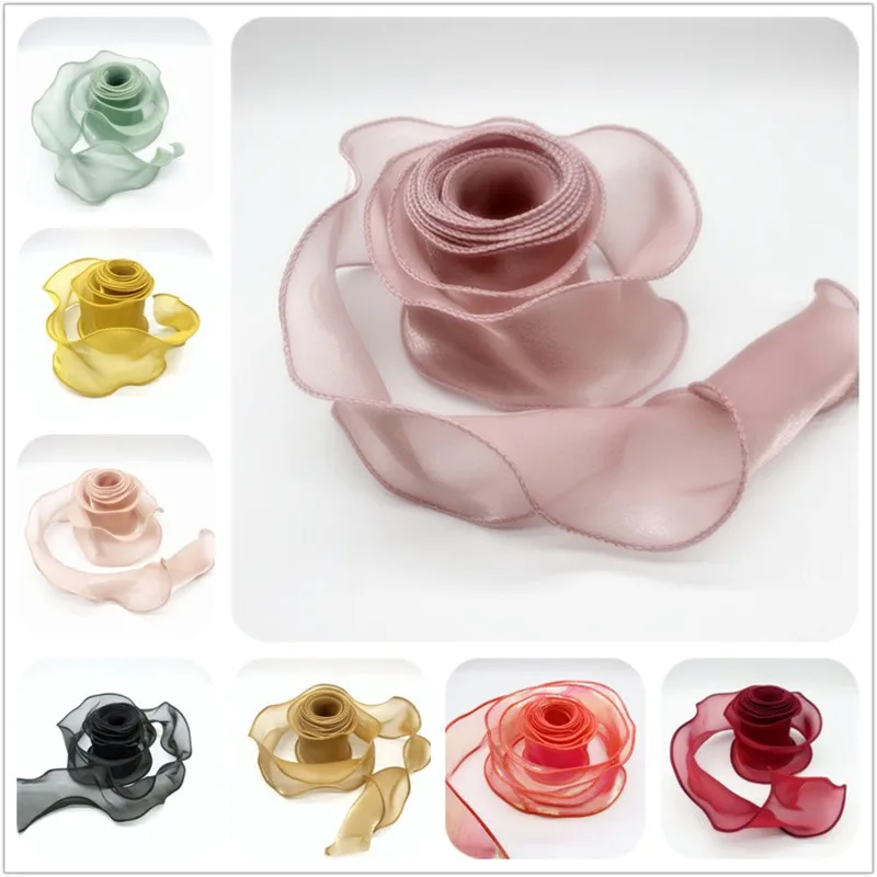 Лента из шелковой органзы с волновым краем, ширина 60 мм, в рулоне 1 ярд, для изготовления бантов и украшений в прическах, а также для декорирования ткани и одежды.