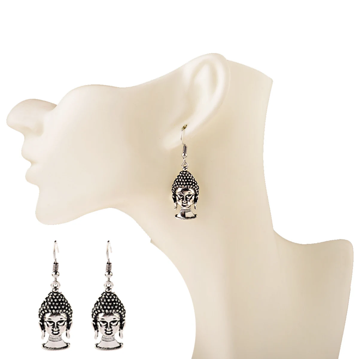 Женские индийские серьги Jhumka Винтажные серьги-подвески в виде Будды серебряного