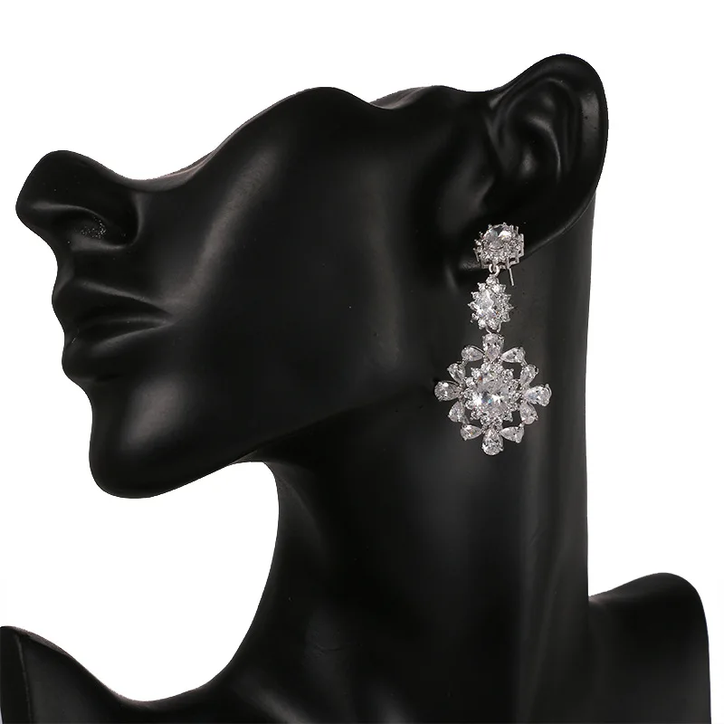 

Exaggerated temperament drop egg-shaped zircon earrings 210320-22