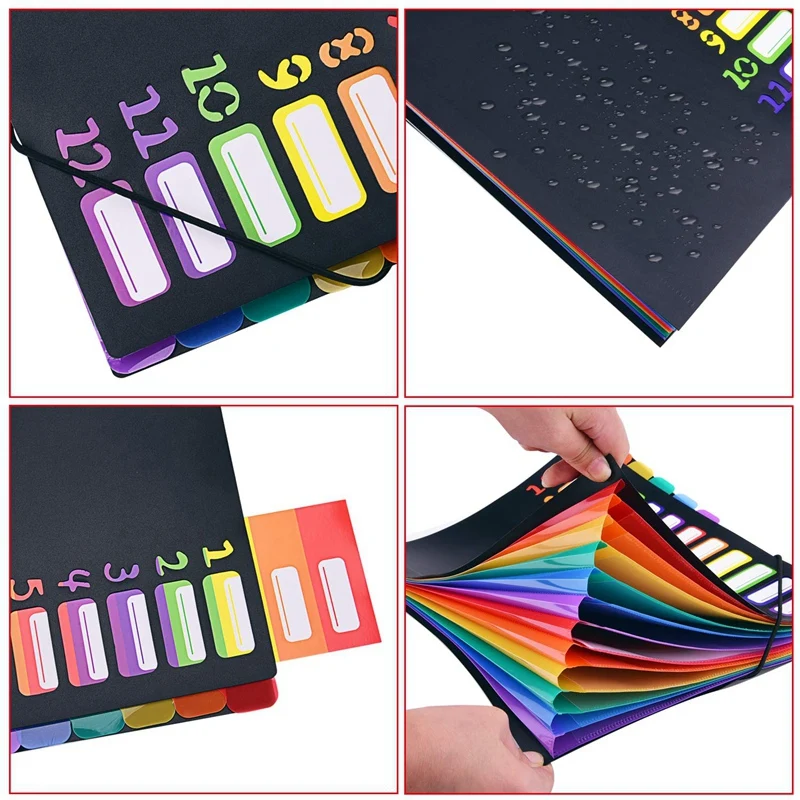 Папка для хранения бумаги формата А4 12 карманов Переливающаяся | Канцтовары офиса