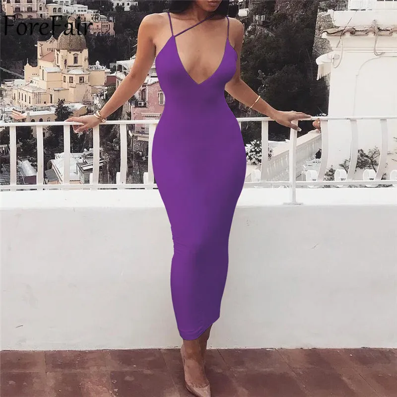 Forefair сексуальное черное облегающее платье с v-образным вырезом длинное на
