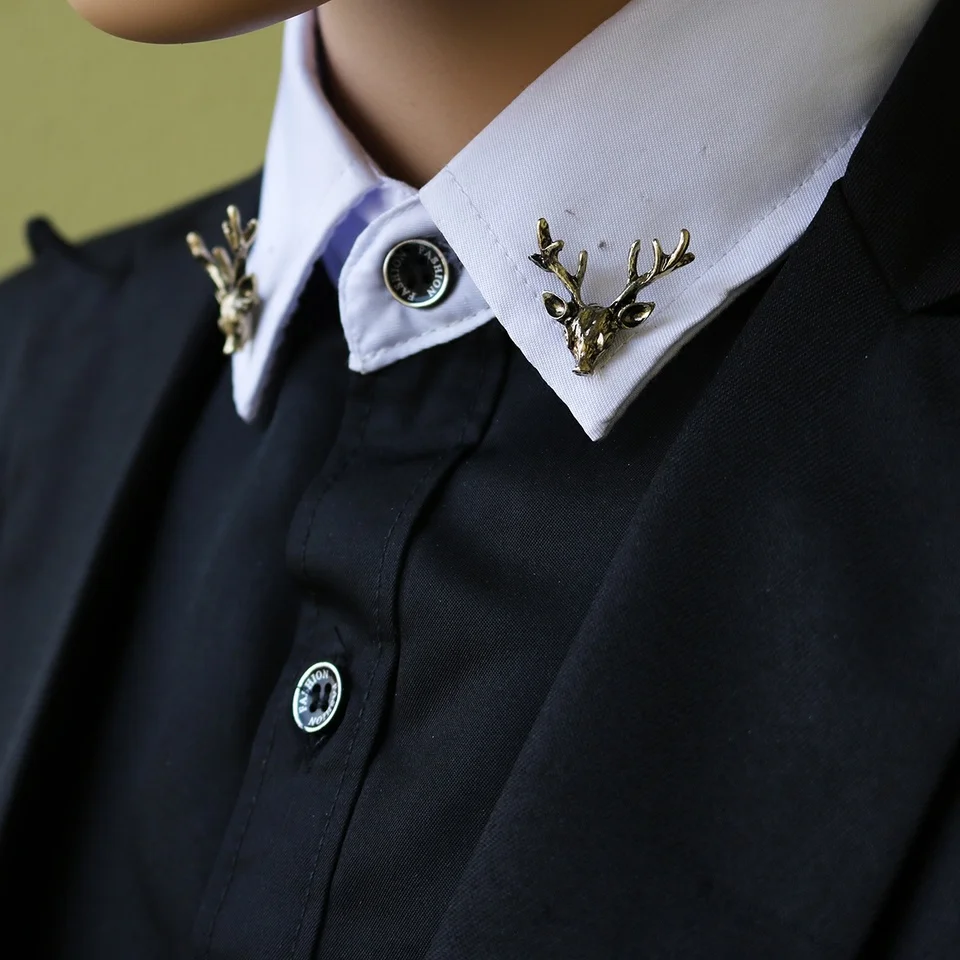 Я Remiel Винтаж металлический маленькая голова оленя брошь с лосем булавки для