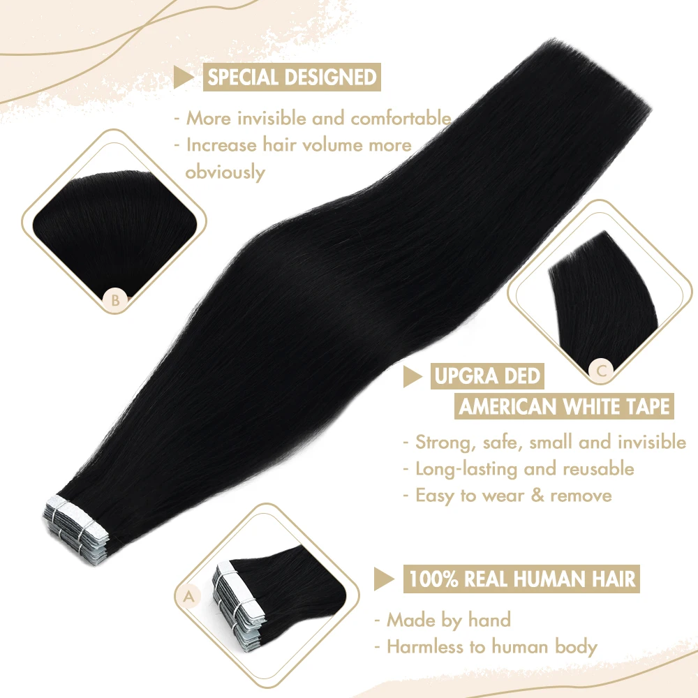 ZURIA невидимая Реми лента для наращивания натуральные настоящие прямые