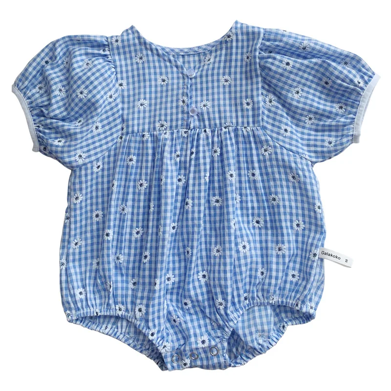 

Summer New Infant Baby Clothes Girl Fashion Loose Daisy Printed Bodysuits Newborn Princess Breathable Puff Sleeve Bodysuit