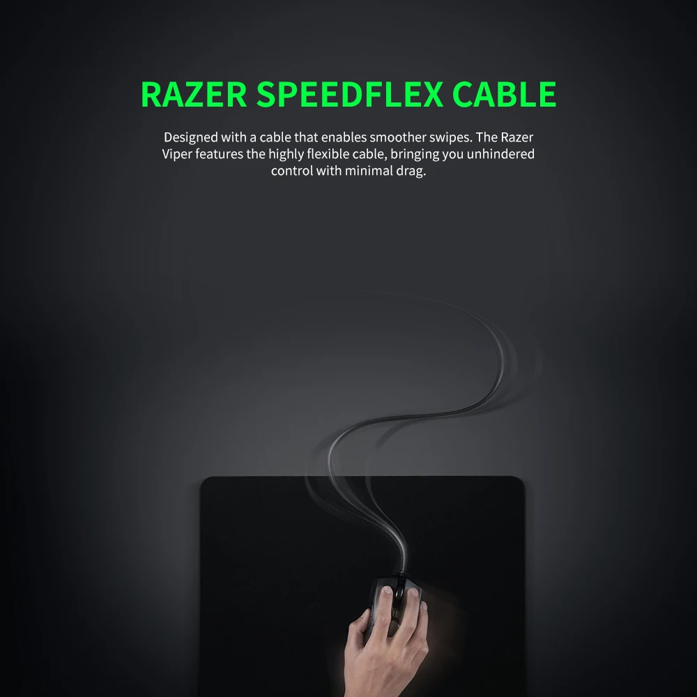 Razer Viper Проводная игровая мышь 16000 dpi RGB компьютерные мыши PAW3390 Оптический сенсор 60g Легкий кабель SpeedFlex dpi для ПК