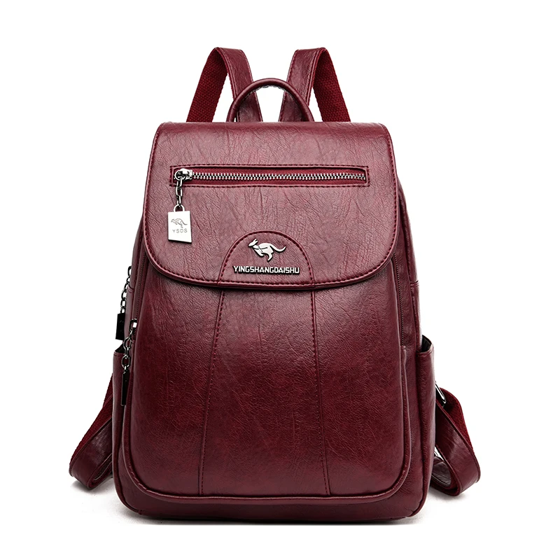 

9 Color Women Soft Leather Backpacks Vintage Female Shoulder Bags Sac a Dos Casual Travel Ladies Bagpack Mochilas School Bags