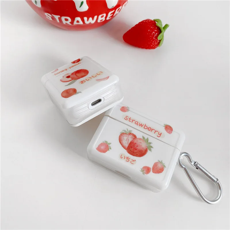 

For Airpods 2 1 Pro Case Strawberry Honey Peach Soft Silicone Earphone Cases for Apple Airpods Case Cover Keychain