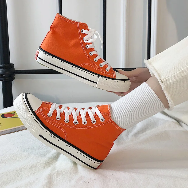 

Summer New Retro High-top Canvas Women Shoes Fashion Female White Casual Shoes High Quality Flat Breathable U12-50