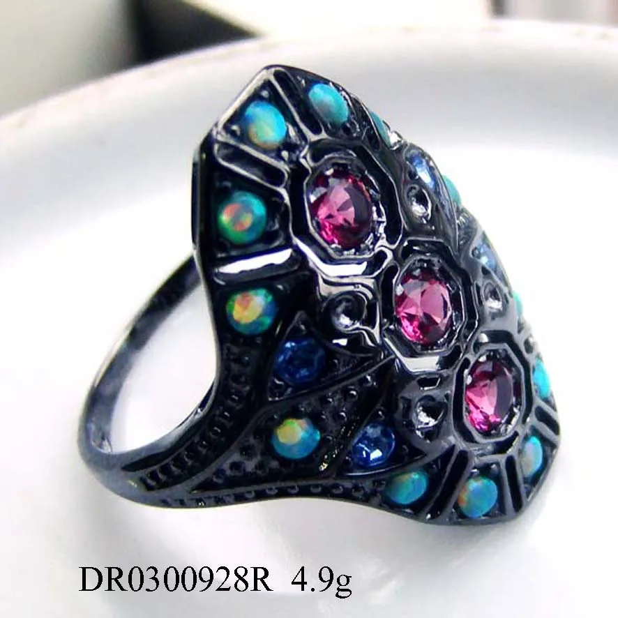 Красивое Женское Обручальное кольцо с серебряным огненным опалом и розовым